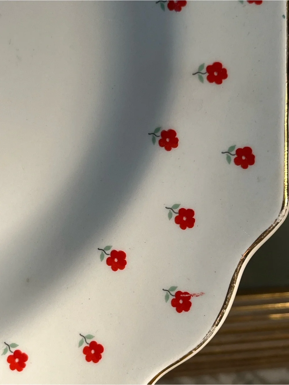 White Porcelain Serving Platter W S George 16” blushing rose platter
